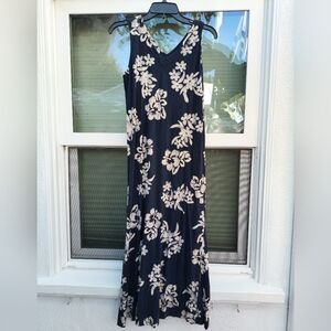 Back East 100% Cotton Floral Navy and White Maxi Dress